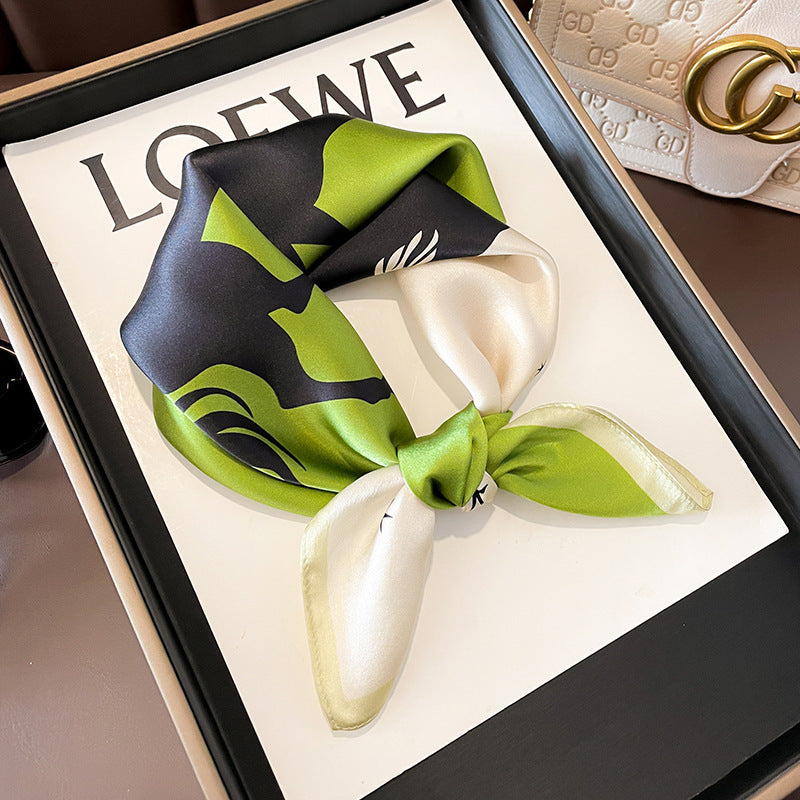 Beige Silk Square Scarf For Womenversatile And Easy To Style