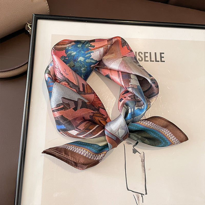 Beige Silk Square Scarf For Womenversatile And Easy To Style
