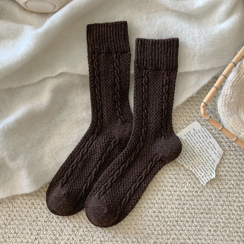 Japanese-style Twisted-knit Solid-color Versatile Basic Ankle Socks