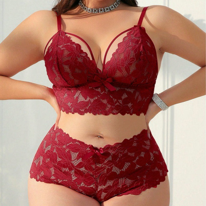 Plus Size Underwear Mesh Suit Lace See-through