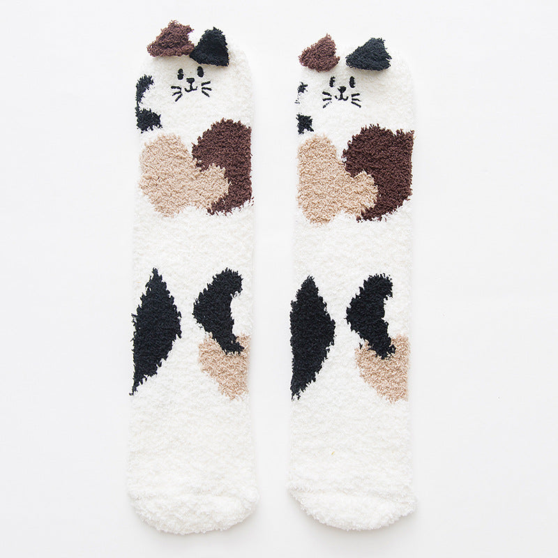 Cute Cartoon Thickened Thermal Home Towel Socks Sleep Floor Socks