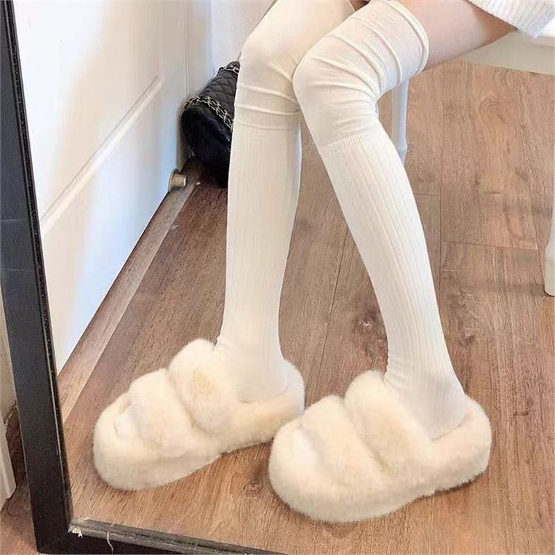 Womens Knee-High Cotton Socks For Spring And Autumn