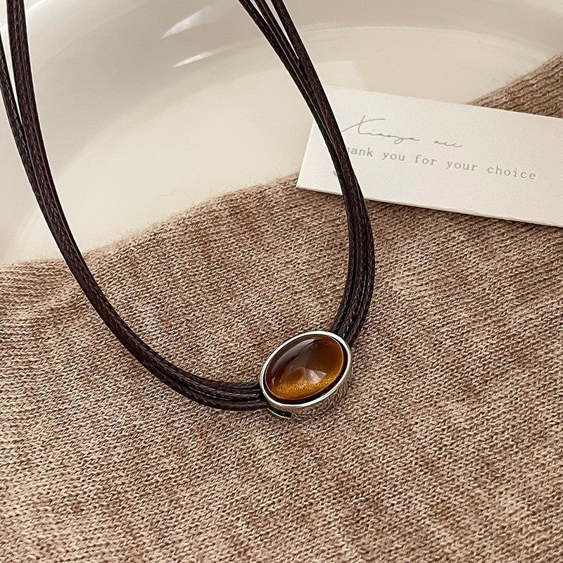 AutumnWinter Caramel-Colored Tigers Eye Pendant