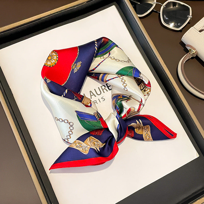 Beige Silk Square Scarf For Womenversatile And Easy To Style