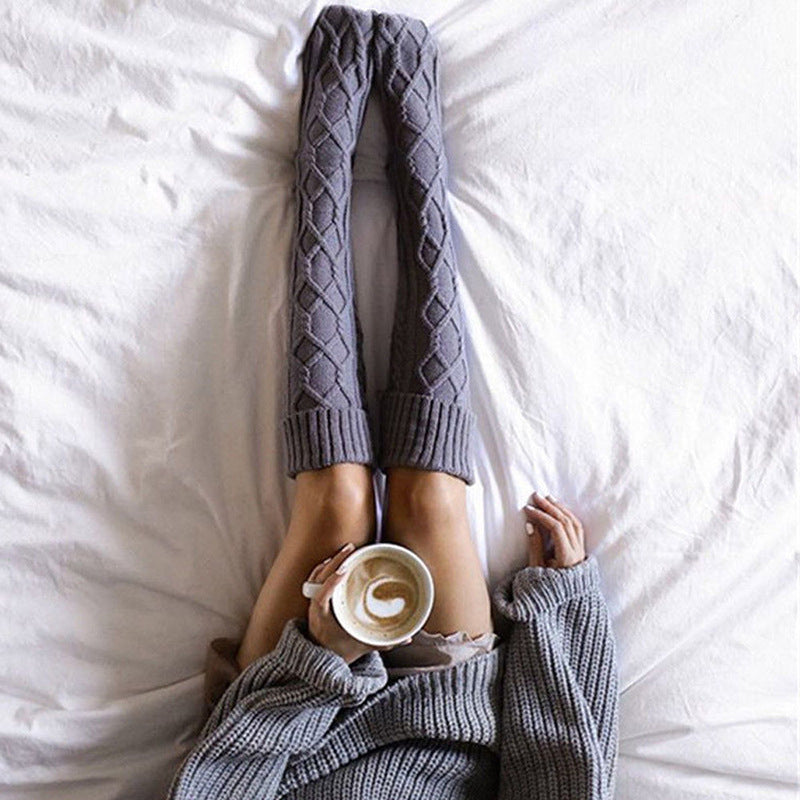 Twist Over The Knee Stockings Bunching Socks Women