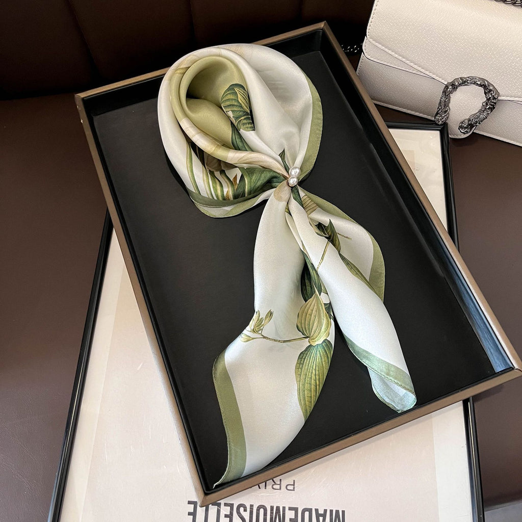 Beige Silk Square Scarf For Womenversatile And Easy To Style