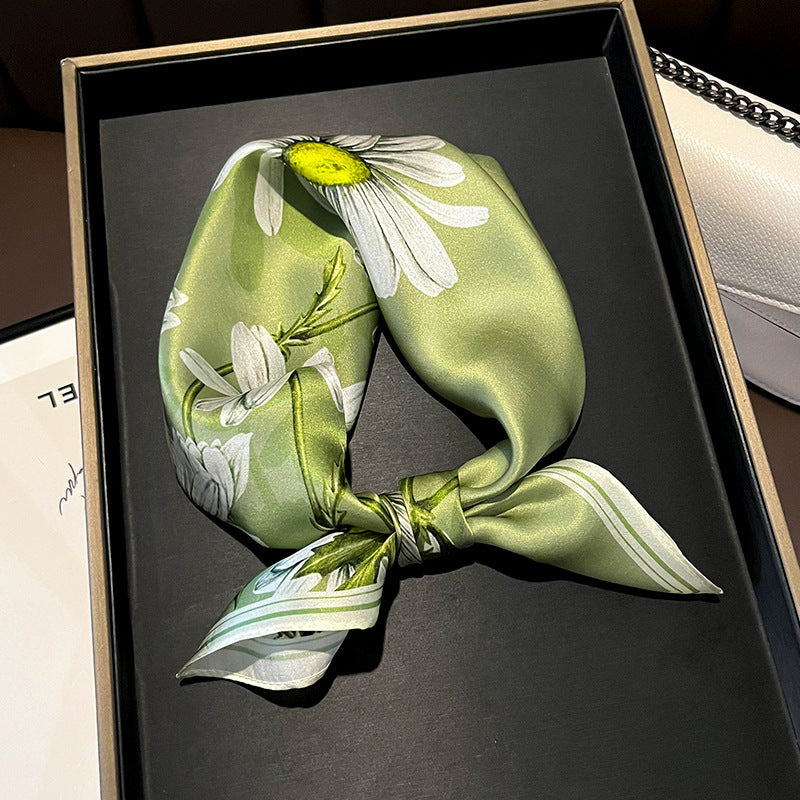 Beige Silk Square Scarf For Womenversatile And Easy To Style