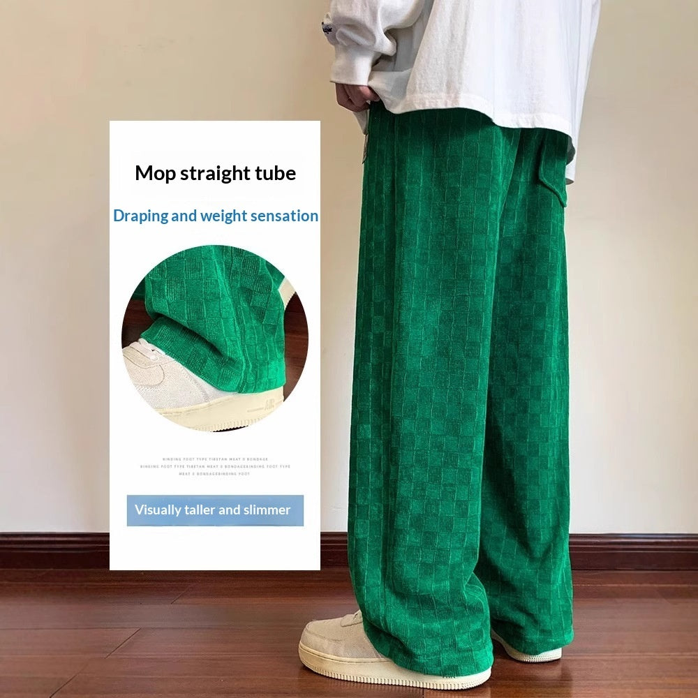 Mens Casual Plus-Size Pants With A Checkerboard Pattern