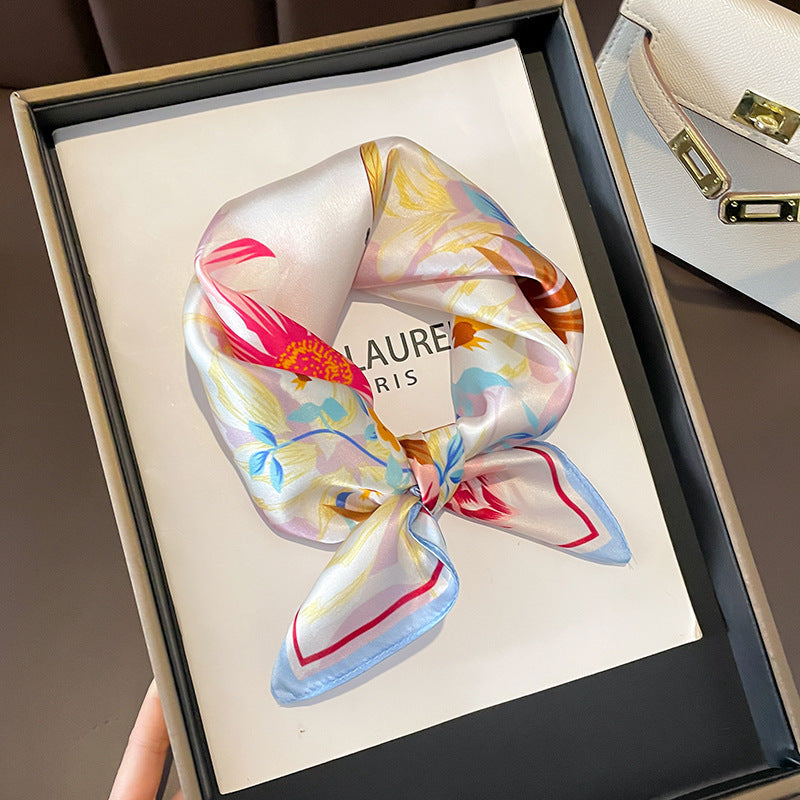 Beige Silk Square Scarf For Womenversatile And Easy To Style