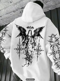 Mens 3D Digital Print Hoodie With Angel Wings Pattern