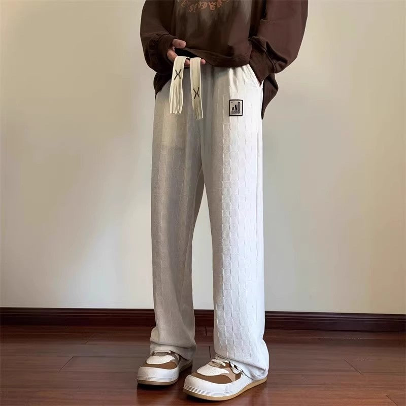 Mens Casual Plus-Size Pants With A Checkerboard Pattern