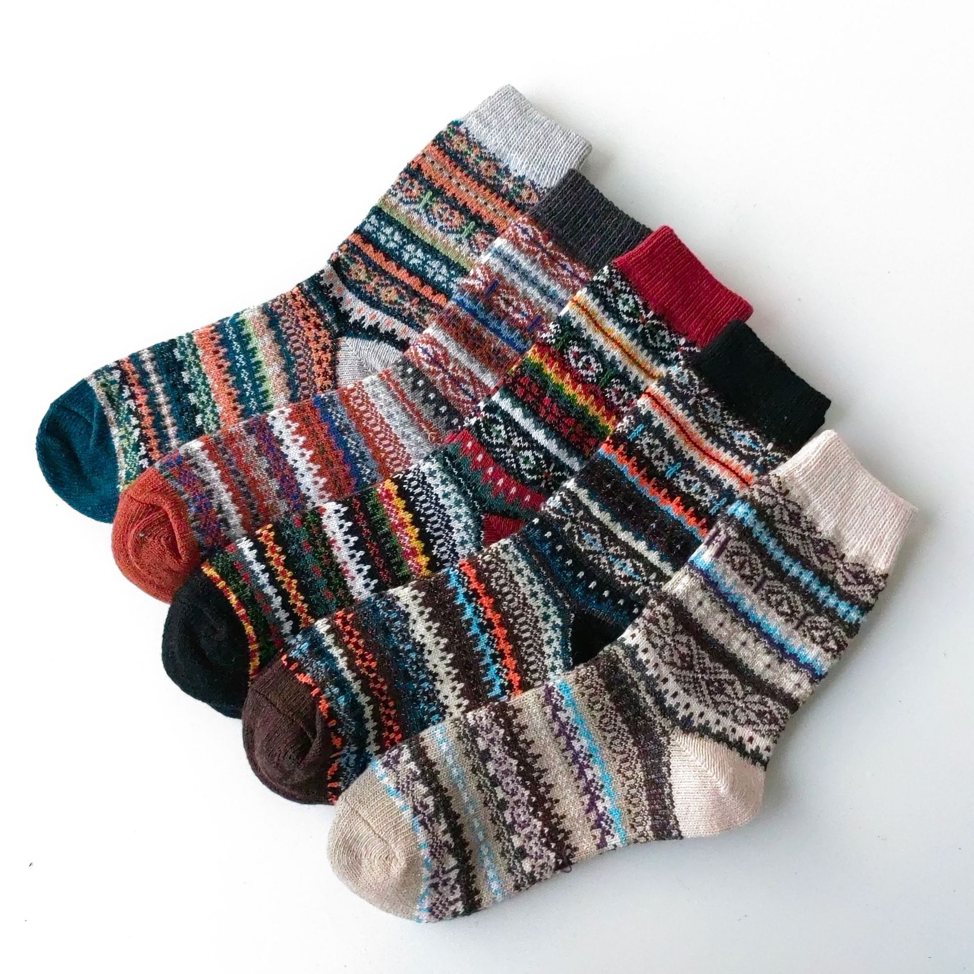 Mens Socks Vintage Ethnic-style Wool Socks For Winter