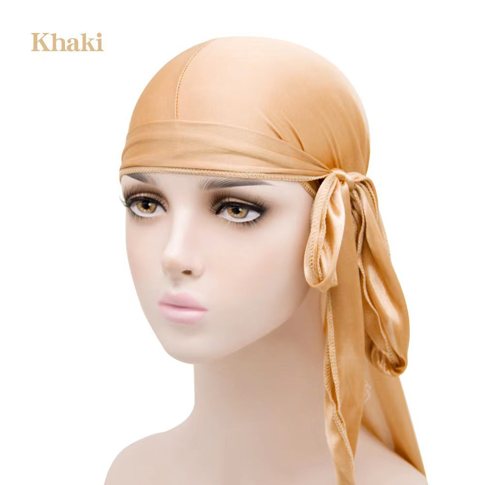 Unisex Satin Long Tail Headwrap  Stretchy Pirate Hat And Hip Hop Turban For Men And Women, Elastic Bandana Cap For Costume And Fashion