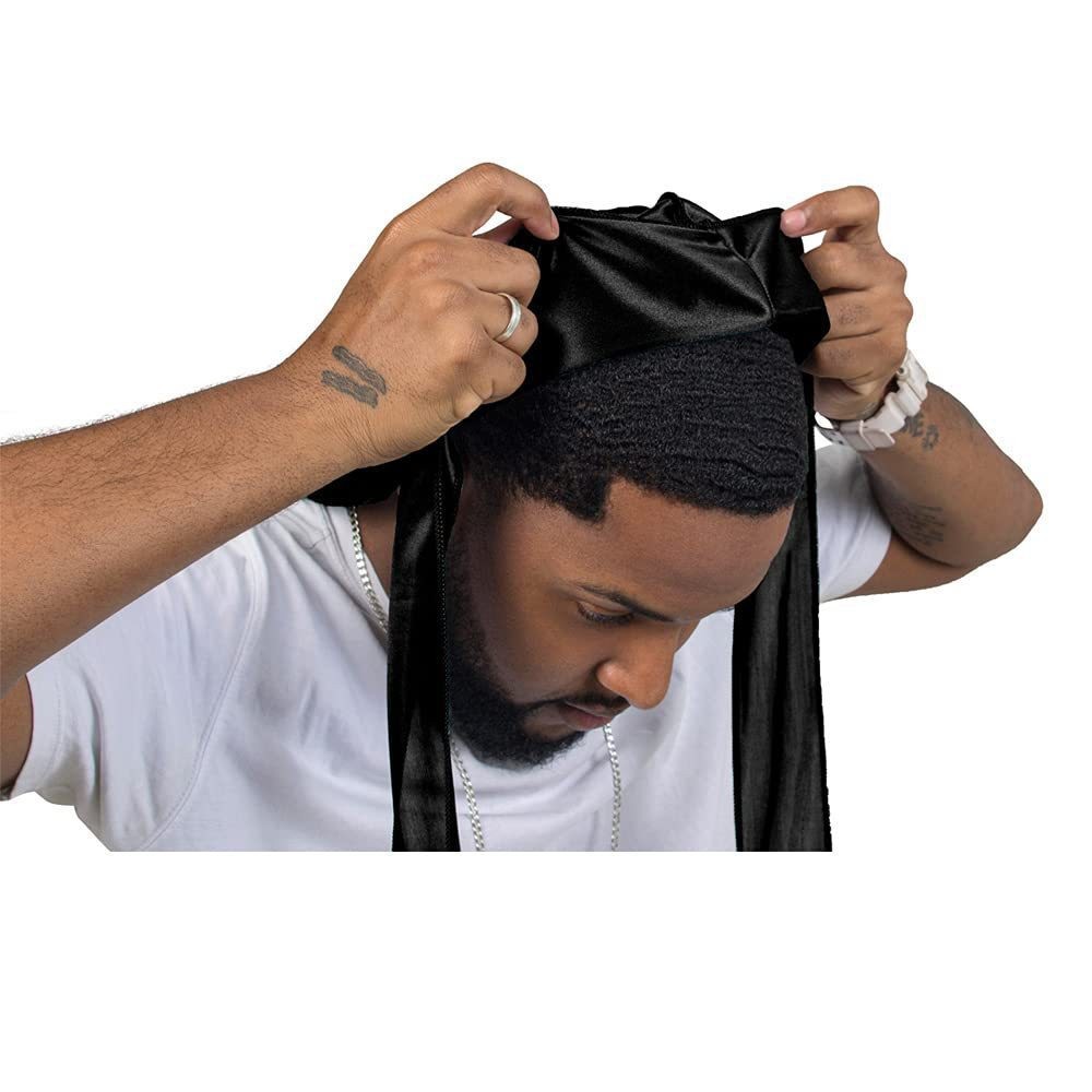 Unisex Satin Long Tail Headwrap  Stretchy Pirate Hat And Hip Hop Turban For Men And Women, Elastic Bandana Cap For Costume And Fashion