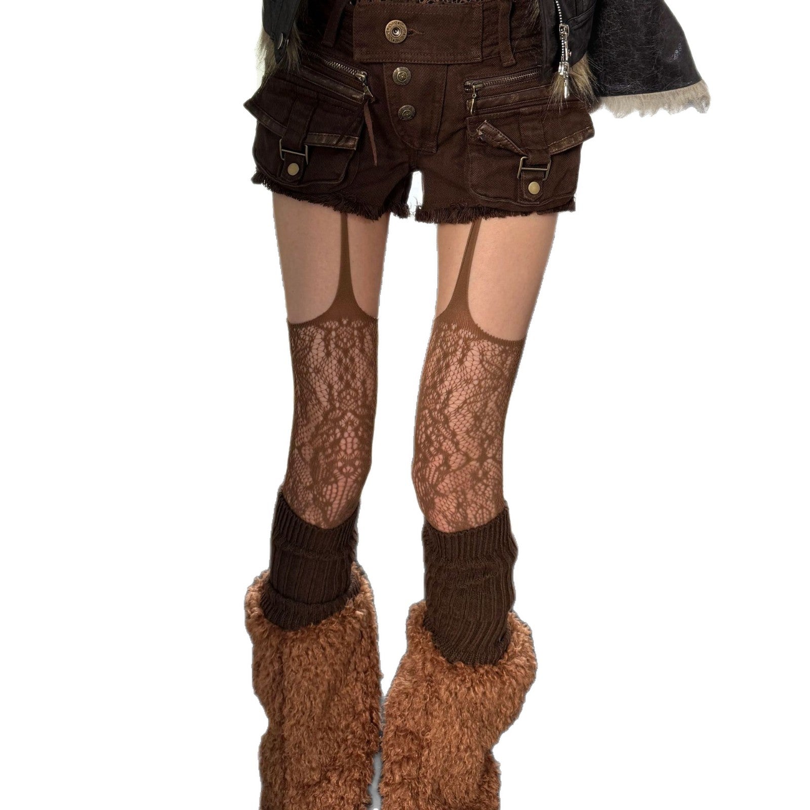 Artistic Vintage Floral Openwork Classic Suspender Stockings