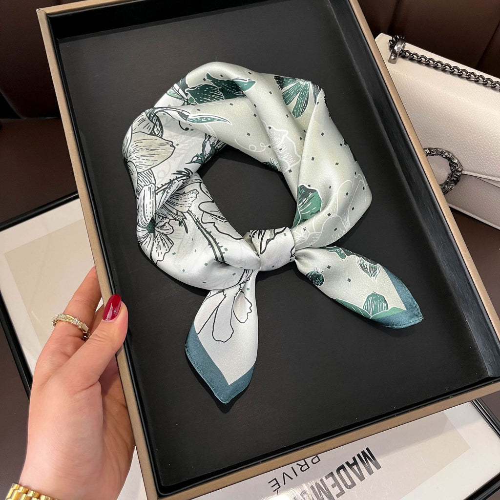 Beige Silk Square Scarf For Womenversatile And Easy To Style