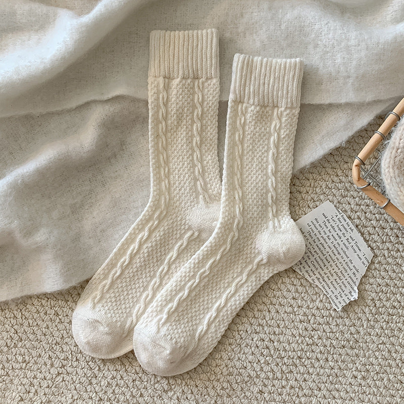 Japanese-style Twisted-knit Solid-color Versatile Basic Ankle Socks
