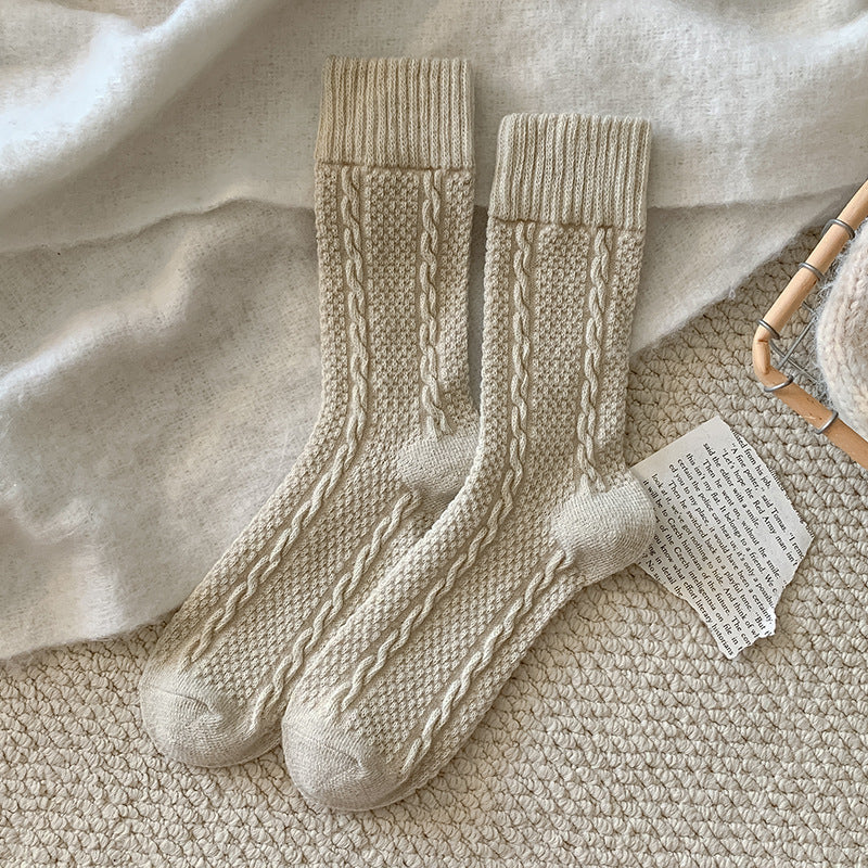 Japanese-style Twisted-knit Solid-color Versatile Basic Ankle Socks