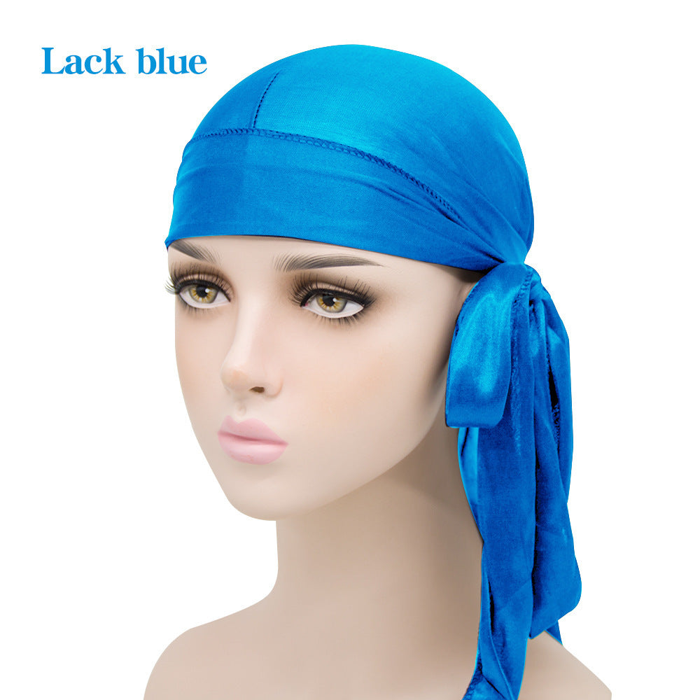 Unisex Satin Long Tail Headwrap  Stretchy Pirate Hat And Hip Hop Turban For Men And Women, Elastic Bandana Cap For Costume And Fashion