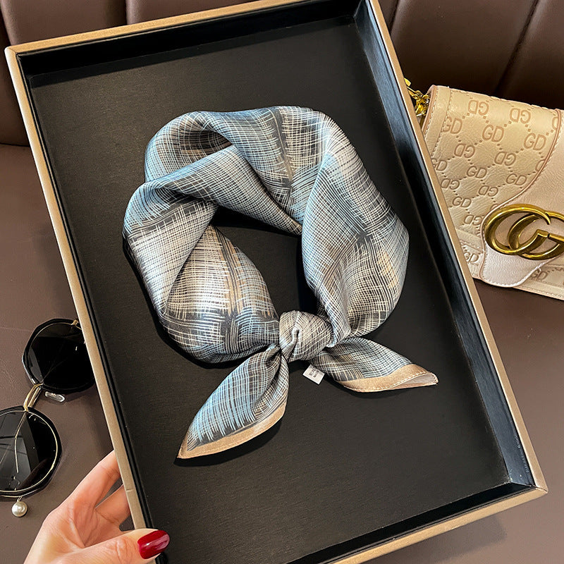 Beige Silk Square Scarf For Womenversatile And Easy To Style