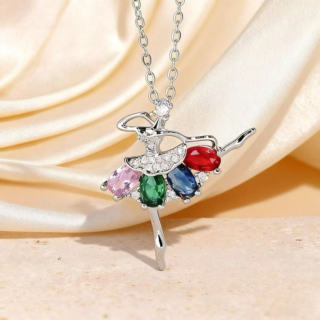 Ballet Girl Full Diamond Gorgeous Necklace