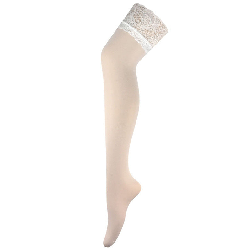 Womens Solid Color Minimalism Lace Suspender Stockings