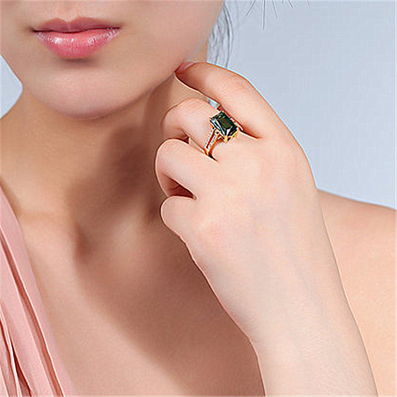 Womens Fashion Adjustable Rectangular Diamond Ring
