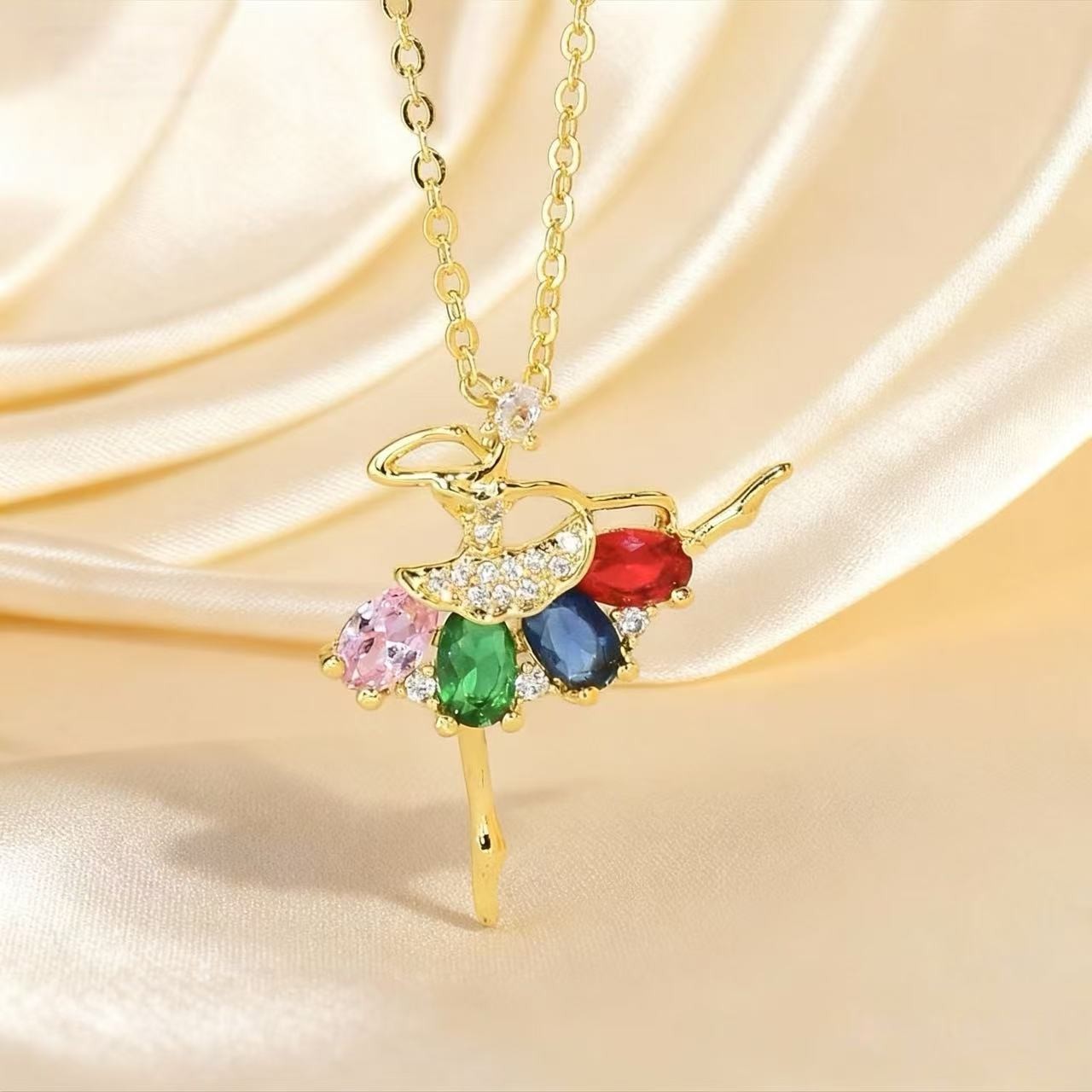 Ballet Girl Full Diamond Gorgeous Necklace