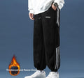Mens AutumnWinter Striped Color-Block Fleece-Lined Ankle-Fit Pants
