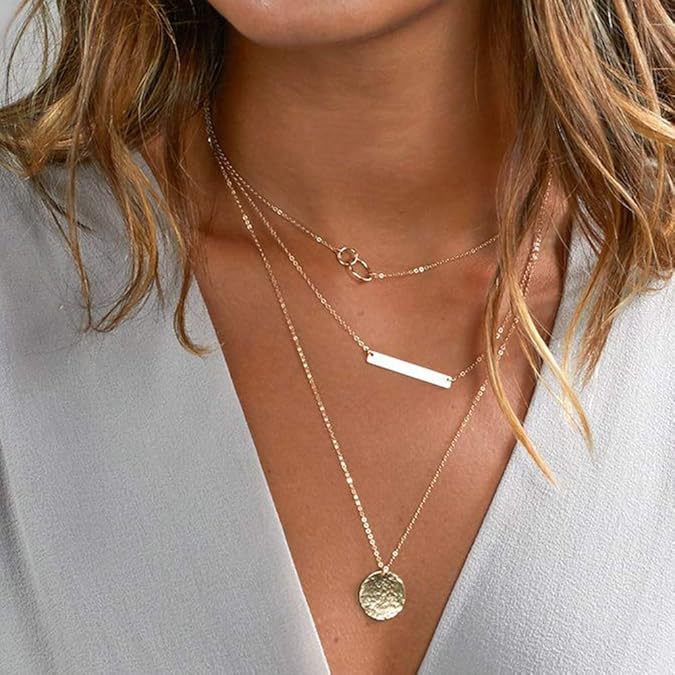 Fashionable Minimalist Multi-layer Rectangular Pendant Necklace