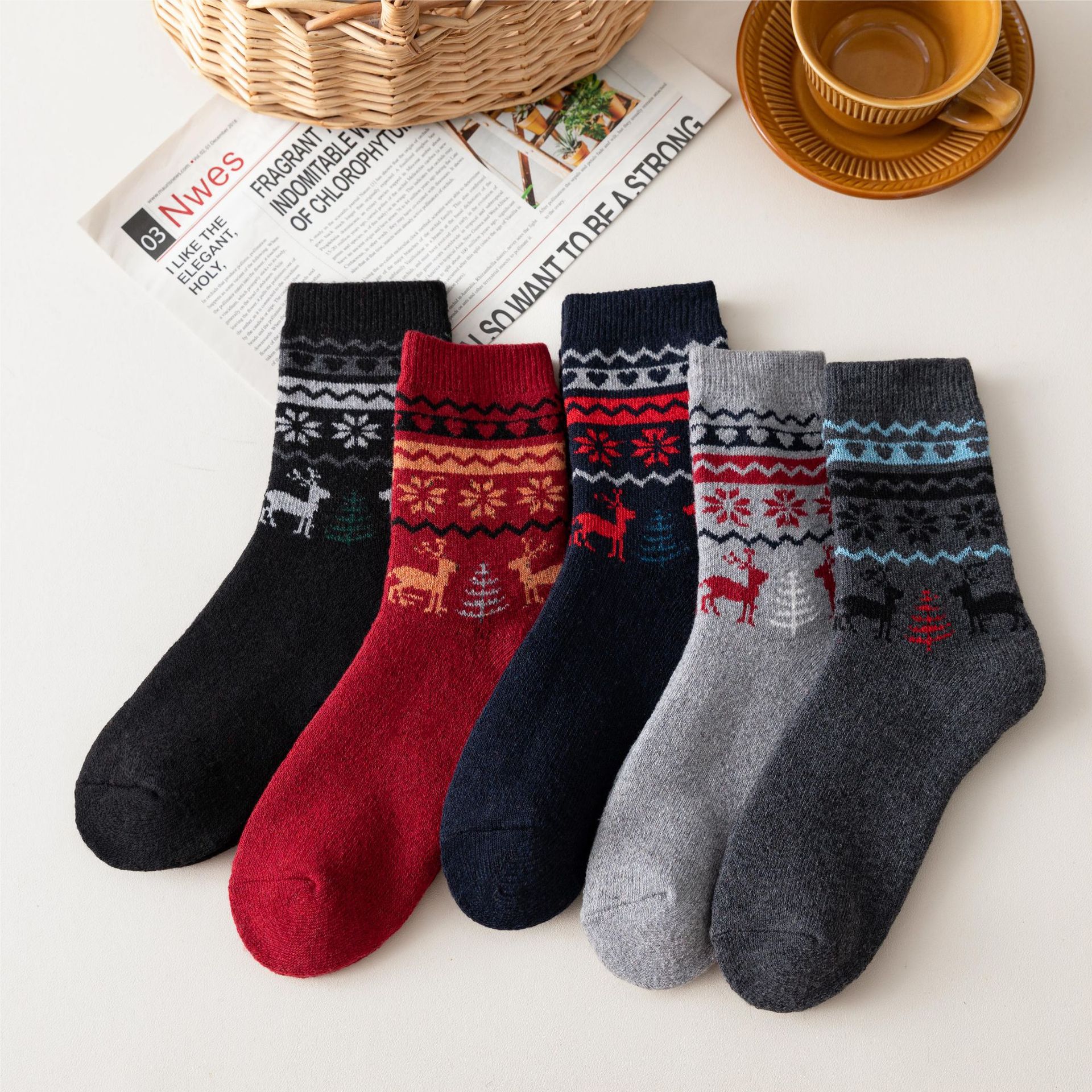 Mens Socks Vintage Ethnic-style Wool Socks For Winter