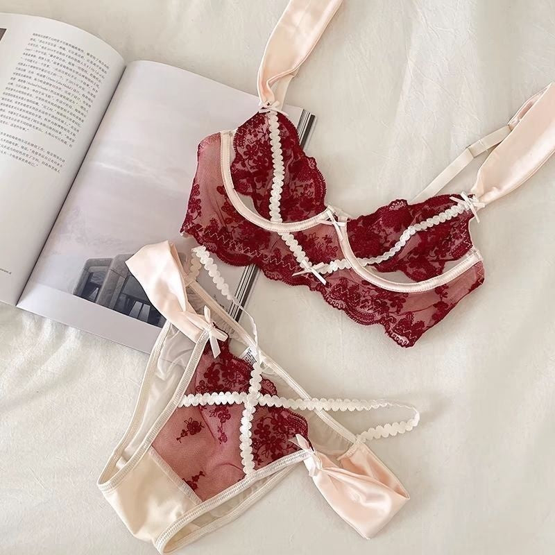 Lace Lingerie With Delicate Embroidery A Bra And Underwear Set