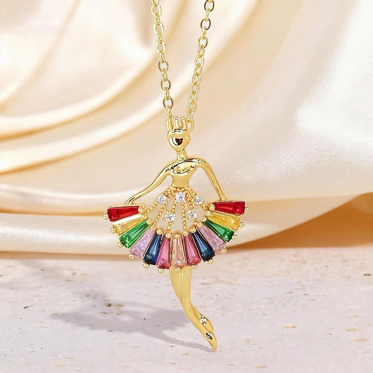 Ballet Girl Full Diamond Gorgeous Necklace