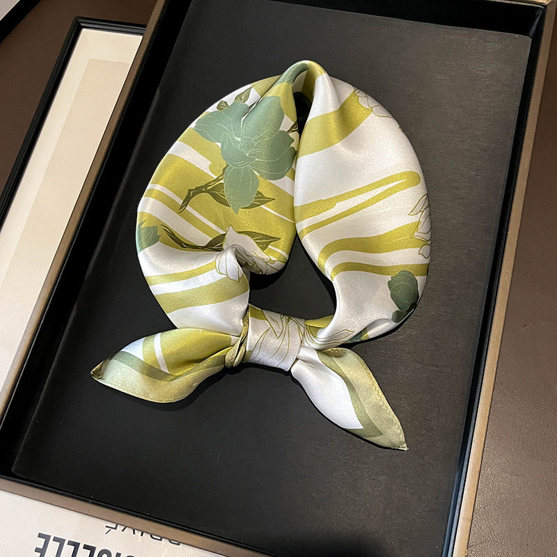 Beige Silk Square Scarf For Womenversatile And Easy To Style