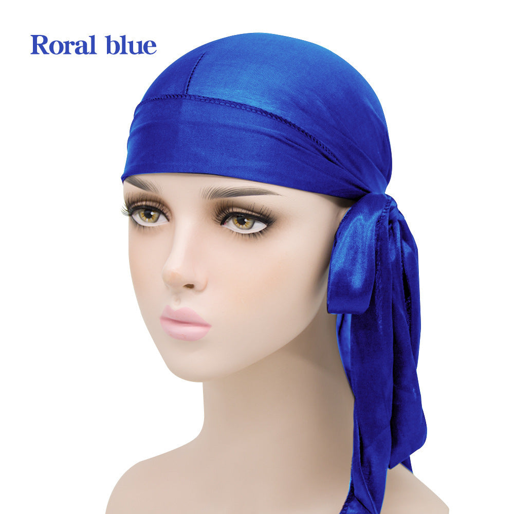 Unisex Satin Long Tail Headwrap  Stretchy Pirate Hat And Hip Hop Turban For Men And Women, Elastic Bandana Cap For Costume And Fashion