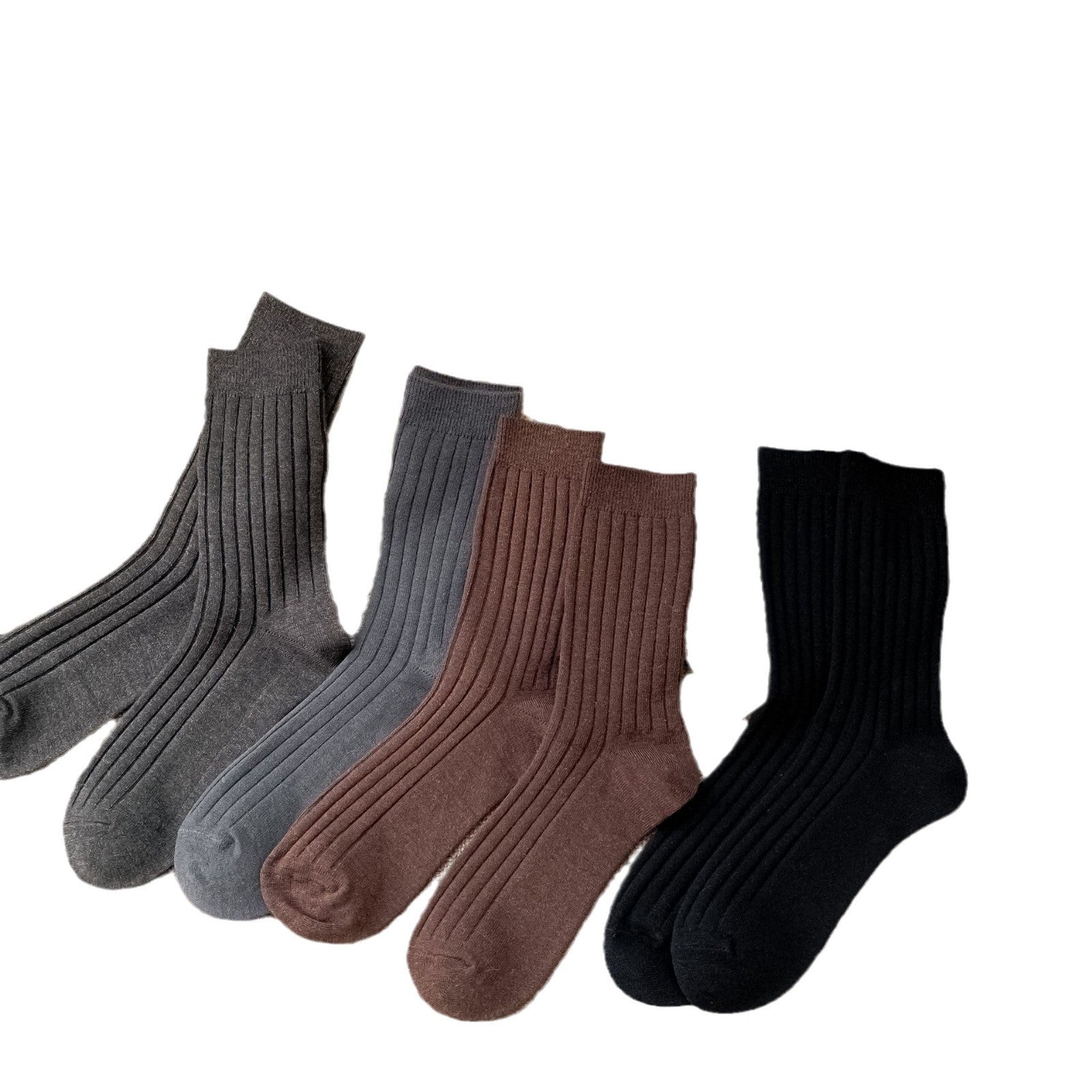 Womens Korean-style Autumnwinter Fleece-lined Chunky Solid-color Ankle Socks