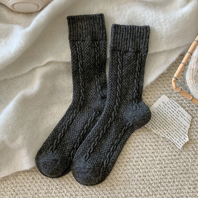 Japanese-style Twisted-knit Solid-color Versatile Basic Ankle Socks