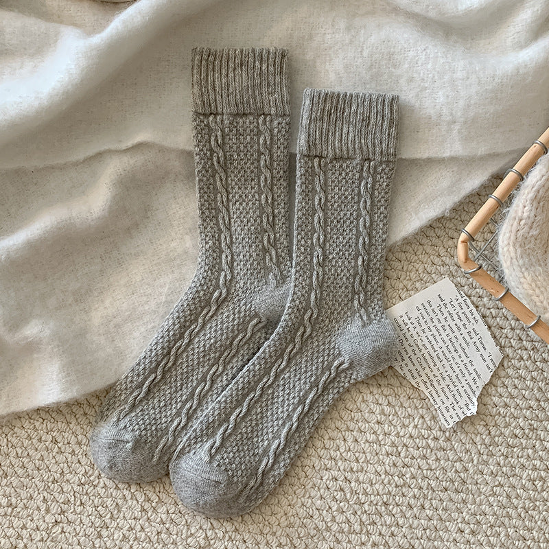 Japanese-style Twisted-knit Solid-color Versatile Basic Ankle Socks