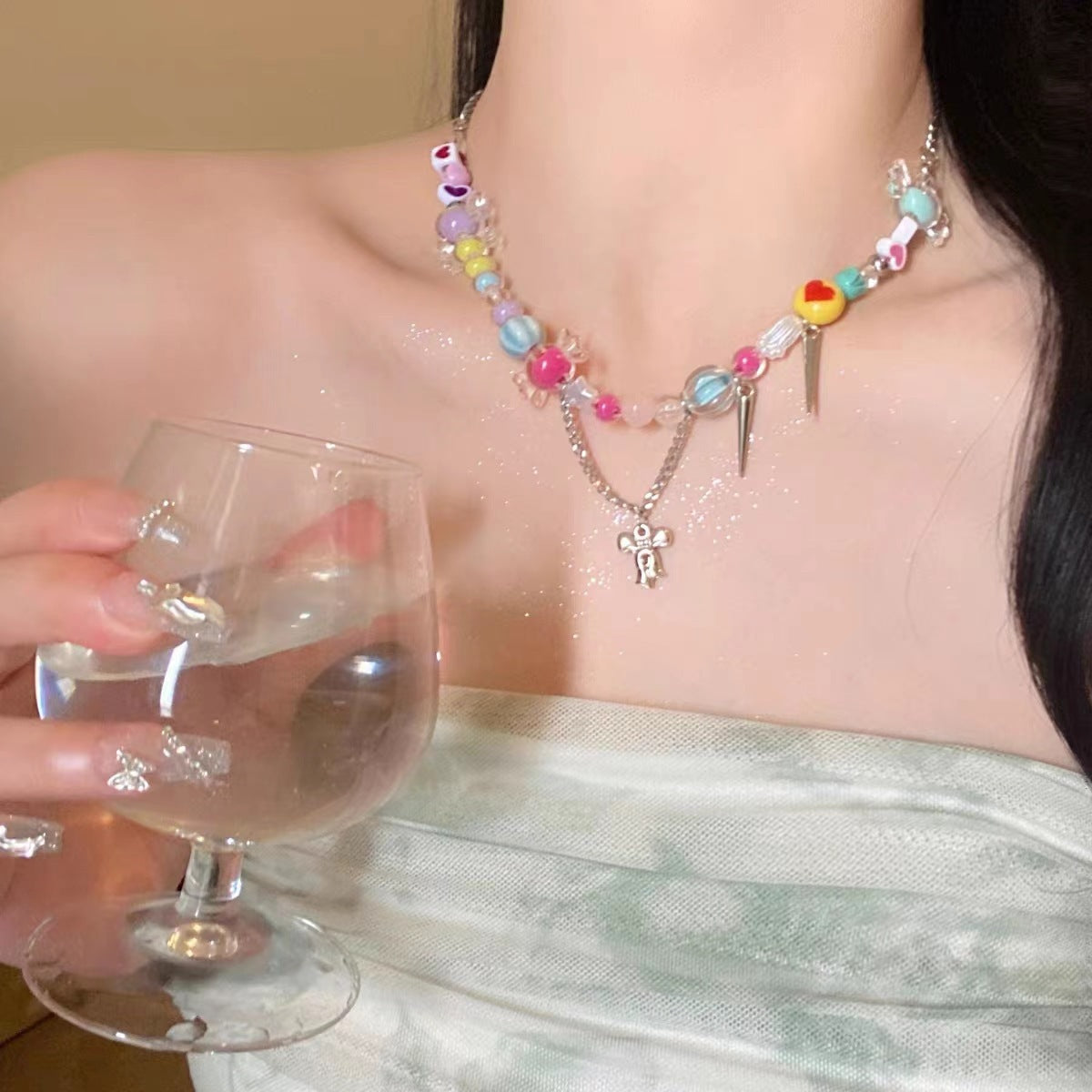 Candy Colored Dopamine Necklace Versatile For Women