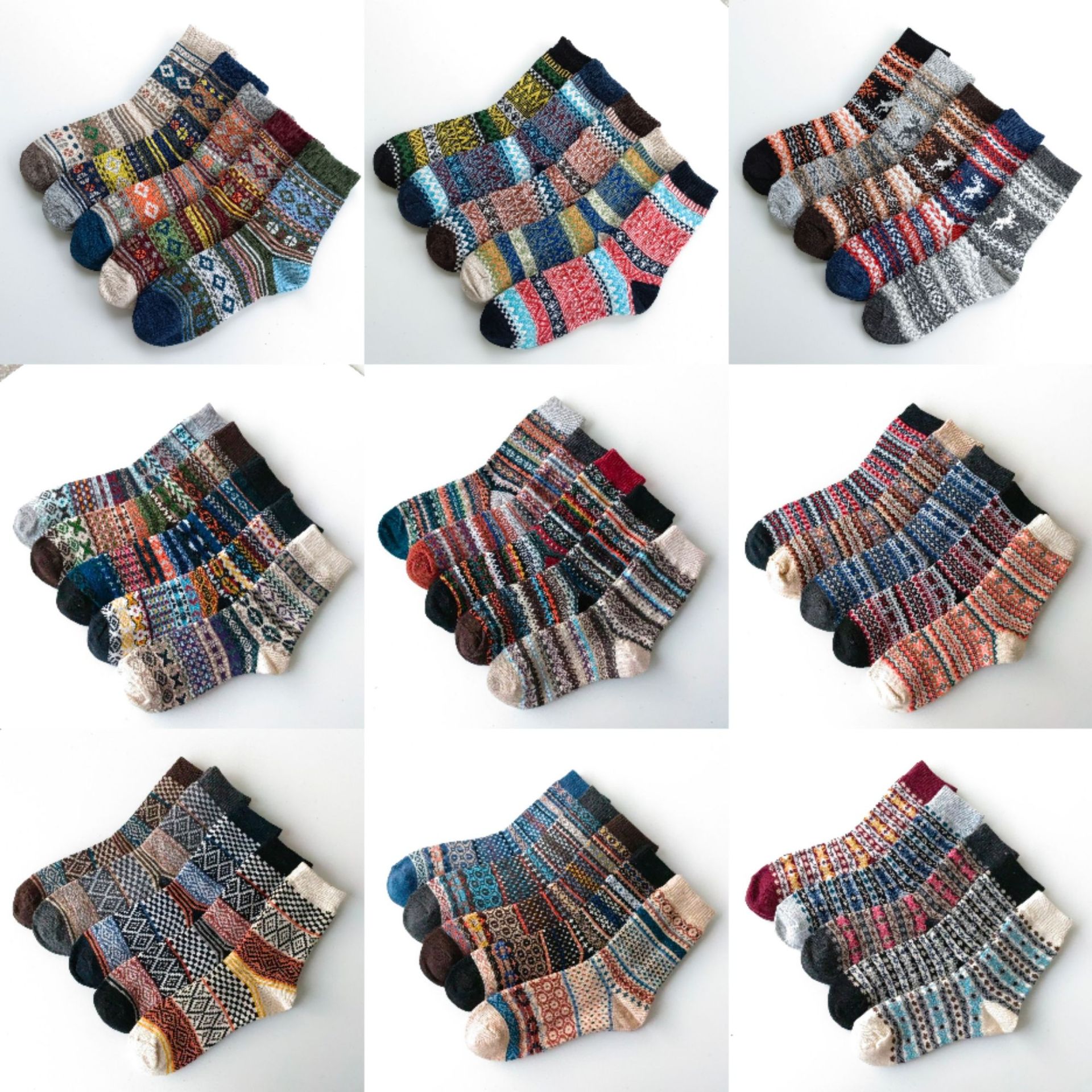 Mens Socks Vintage Ethnic-style Wool Socks For Winter