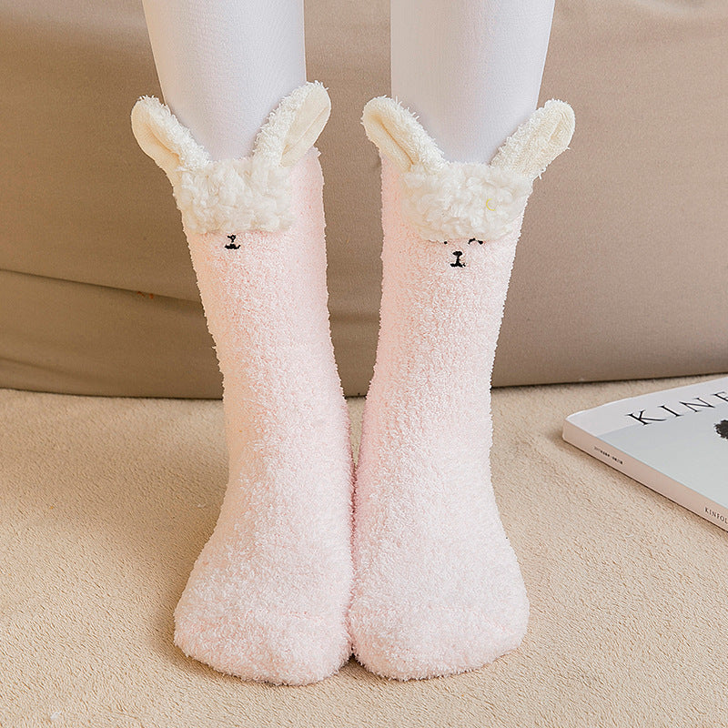 Cute Cartoon Thickened Thermal Home Towel Socks Sleep Floor Socks