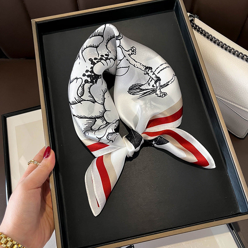 Beige Silk Square Scarf For Womenversatile And Easy To Style