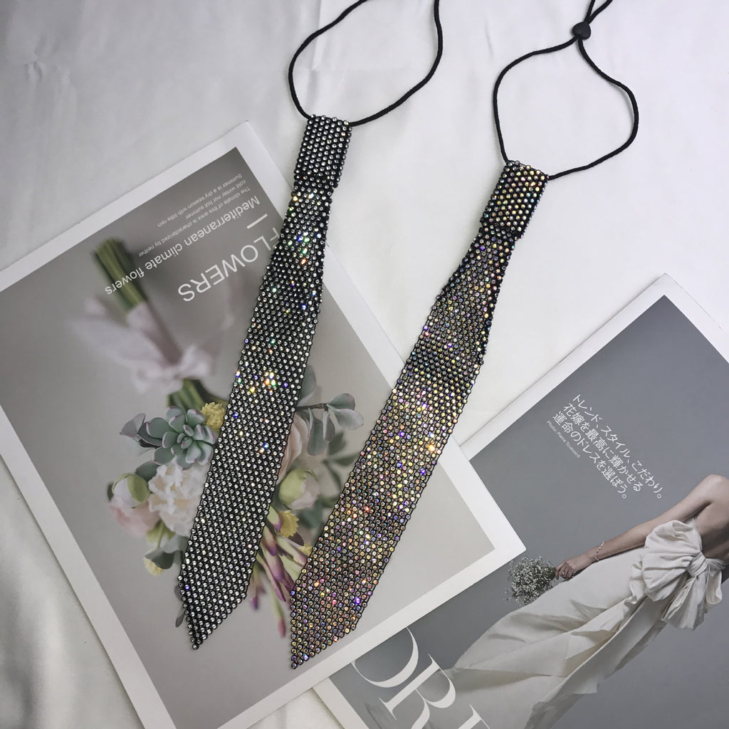 Internet-famous Little Tie Shirt For Women With Sparkling Rhinestone-decorated Neckerchief