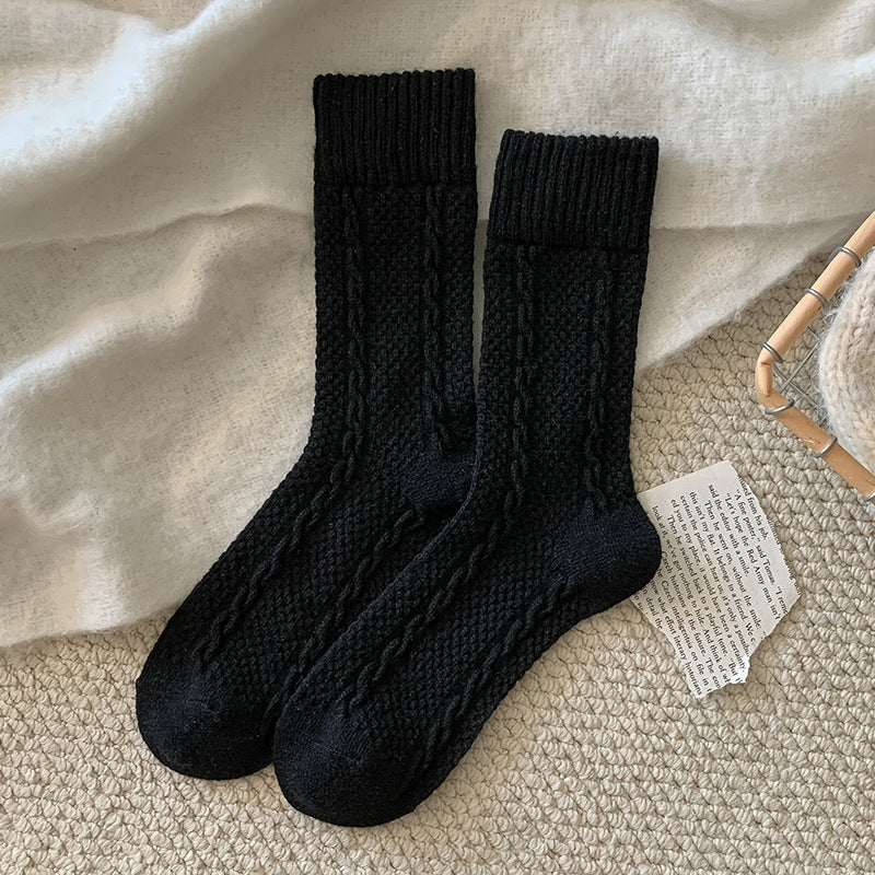 Japanese-style Twisted-knit Solid-color Versatile Basic Ankle Socks