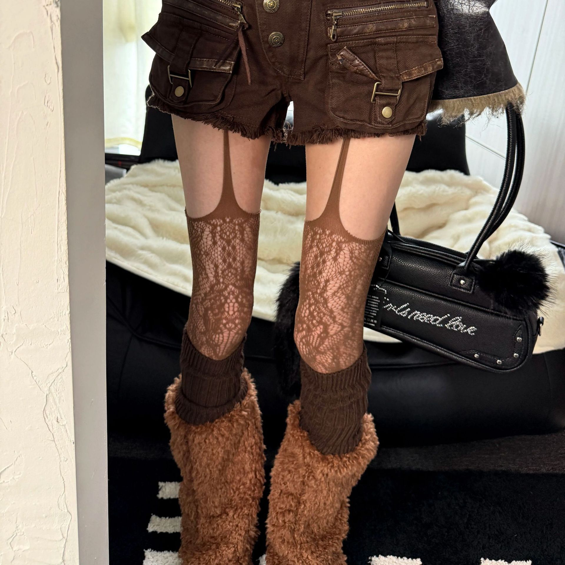 Artistic Vintage Floral Openwork Classic Suspender Stockings